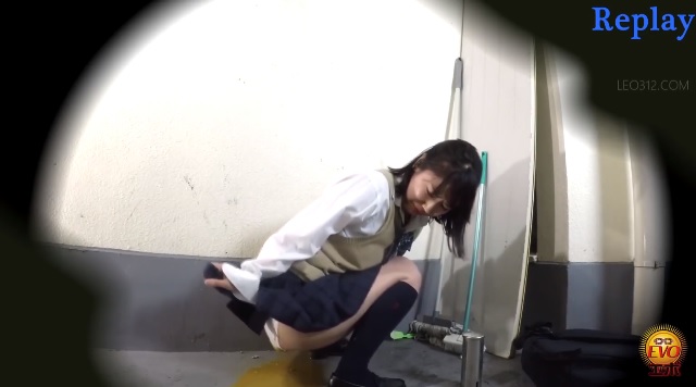 Beautiful Japan girl defecating in school