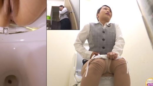 Japanese female office worker defecating